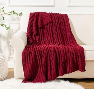 Battilo Christmas Dark Red Throw Blanket for Couch, Bed, Sofa, 51"x67"